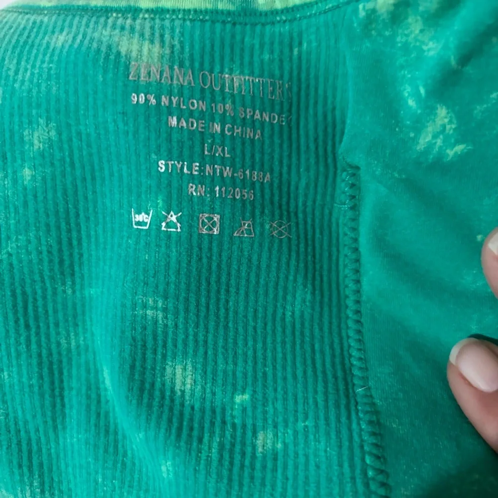 Green Ribbed Women's Tank Top bralette with pads - Picture 5 of 7